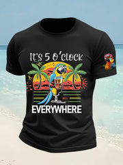 Men's It's 5 O'clock Everywhere Parrot Print Short Sleeve T-shirt