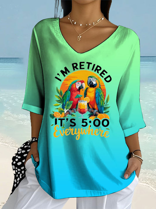 Women's  beach vacation Day  Long Sleeve Printed Shirt