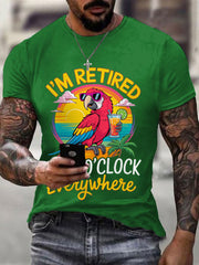 Men's I‘m Retired It‘s 5 O'clock Everywhere Parrot Print Casual Tee