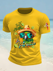 Men's Funny It's 5 O'clock Somewhere Parrot Just Another Day in Paradise Printed Short Sleeve Tee
