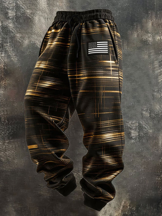 Men's Retro Patriot Print Casual Pants