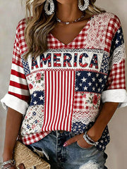 Women's American long-sleeve T-shirt