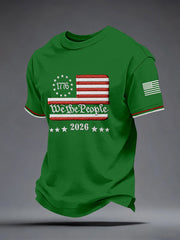 Men's American Flag Embroidered Pattern T-Shirt