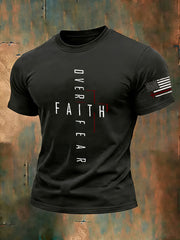 Men's Christian Faith Over Fear Psalm 118:6 Cross Short Sleeve T-shirt