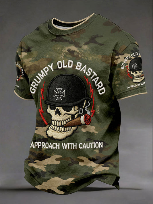 Men's 'grumpy old bastard approach with caution' T-shirts