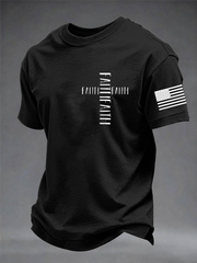 Men's Fashion Casual Faith imitation cotton short-sleeved T-shirt