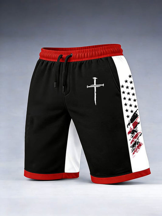 Men's Cross Print Casual Shorts