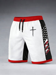 Men's Cross Print Casual Shorts