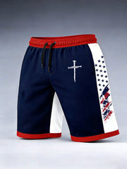 Men's Cross Print Casual Shorts