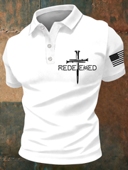 Men's Redeemed Cross Print polo shirt