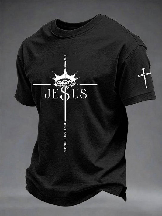 Men's Christian Jesus John 14:6 The Way The Truth The Life Cross Short Sleeve T-shirt