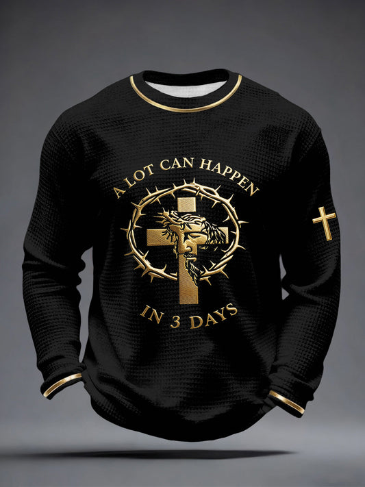 Men's A Lot Can Happen In 3 Days Print Waffle T-Shirt