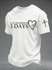 Men's A Lot Can Happen in 3 Days Embroidery Pattern Tee