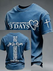Men's A Lot Can Happen in 3 Days Embroidery Pattern Tee