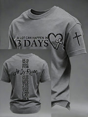 Men's A Lot Can Happen in 3 Days Embroidery Pattern Tee