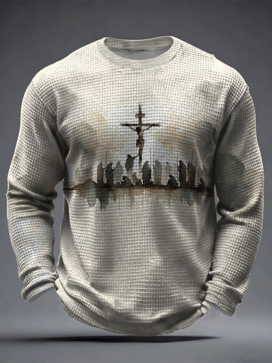Men's Christian Cross Waffle Long Sleeve T-Shirt