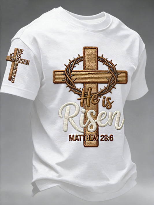 Men's He is Riser MATTHEW 28:6 short sleeves t-shirt