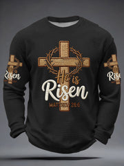 Men's He is Riser MATTHEW 28:6 Waffle Long Sleeve T-Shirt