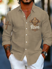 Men's He is Riser MATTHEW 28:6 Waffle Shirt