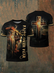 Men's Faith Over Fear Lion & Cross Short Sleeve  T-shirt