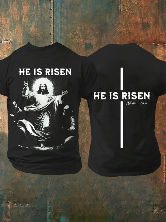 Men's He is Riser MATTHEW 28:6 Short Sleeves Tee