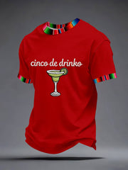 Men's Cinco de Drinko Embroidery Pattern T-Shirt