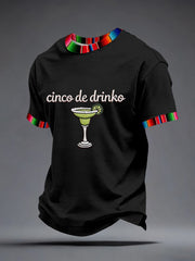 Men's Cinco de Drinko Embroidery Pattern T-Shirt