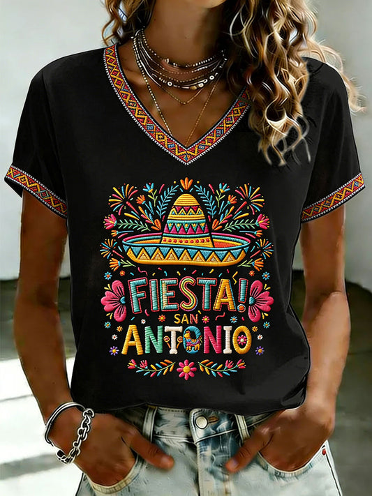 Women's Cinco de Mayo Print Casual T-Shirt