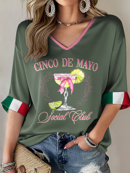 Women's Mexico Art Cinco De Mayo Printed Casual Tops