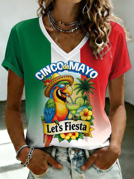 Women's Cinco de Mayo Print Casual T-Shirt
