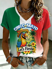 Women's Cinco de Mayo Print Casual T-Shirt