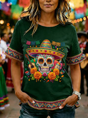 Women's Cinco De Mayo Print Casual Ruffle Sleeve Tee