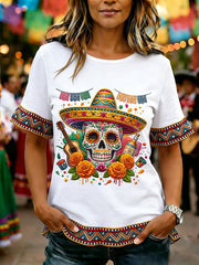 Women's Cinco De Mayo Print Casual Ruffle Sleeve Tee