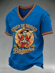 Men's Cinco De Mayo Print Short-Sleeve V-neck T-shirt