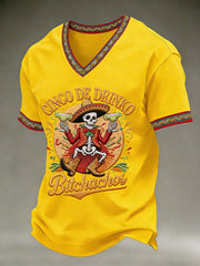 Men's Cinco De Mayo Print Short-Sleeve V-neck T-shirt
