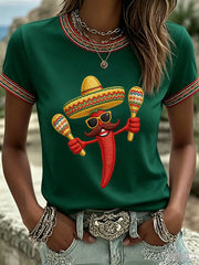 Women's Cinco de Mayo Print Casual T-Shirt