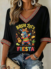 Women's Cinco de Mayo Print Casual T-shirt