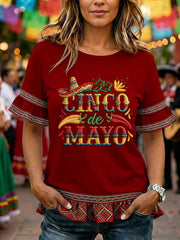 Women's Cinco de Mayo Print Casual T-Shirt