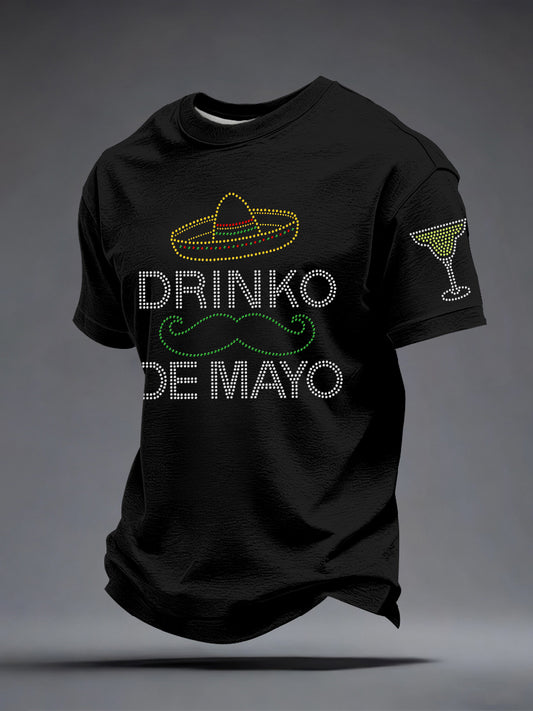 Men's Cinco de Mayo Rhinestone Pattern T-Shirt