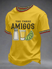 Men's Funny Cinco de Mayo The Three Amigos Salt Tequila Lemon Print Casual Tee