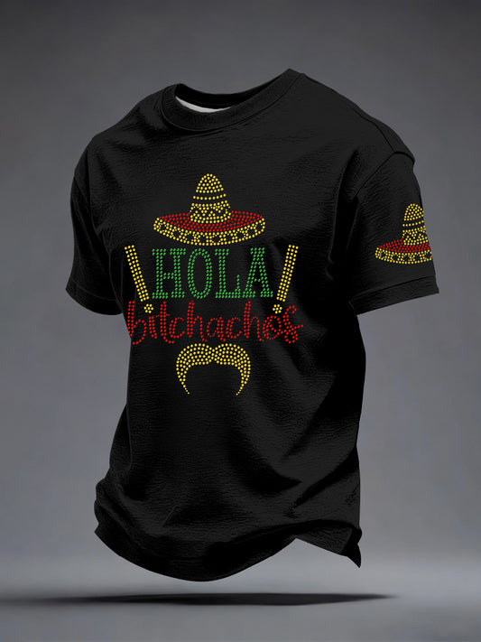 Men's Cinco de Mayo Rhinestone Pattern T-Shirt