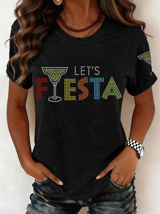 Women's Cinco de Mayo Rhinestone Pattern T-Shirt