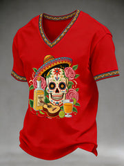 Men's Cinco De Mayo Print Short-Sleeve  V-neck T-shirt