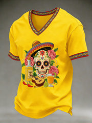 Men's Cinco De Mayo Print Short-Sleeve  V-neck T-shirt