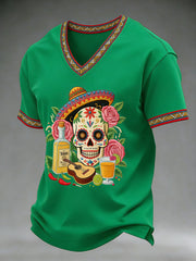 Men's Cinco De Mayo Print Short-Sleeve  V-neck T-shirt