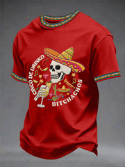 Men's Funny Cinco De Mayo Bitchachos Skull Print Tee