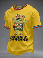 Men's Funny Frog Did Someone Say Cinco De Drinko? Print Casual Tee