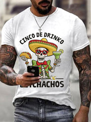 Men's Funny Cinco De Drinko Bitchachos Skull Print Waffle Tee