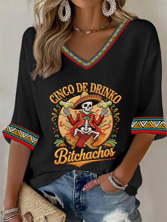 Women's Cinco De Mayo Print Waffle T-shirt