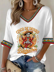 Women's Cinco De Mayo Print Waffle T-shirt